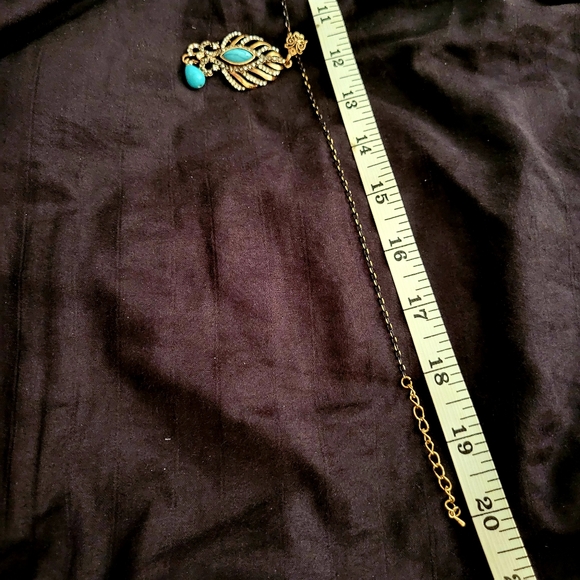 East of India Boho Turquoise Faux Bronze Pendant Crystal Gemstones Necklace - Picture 11 of 12